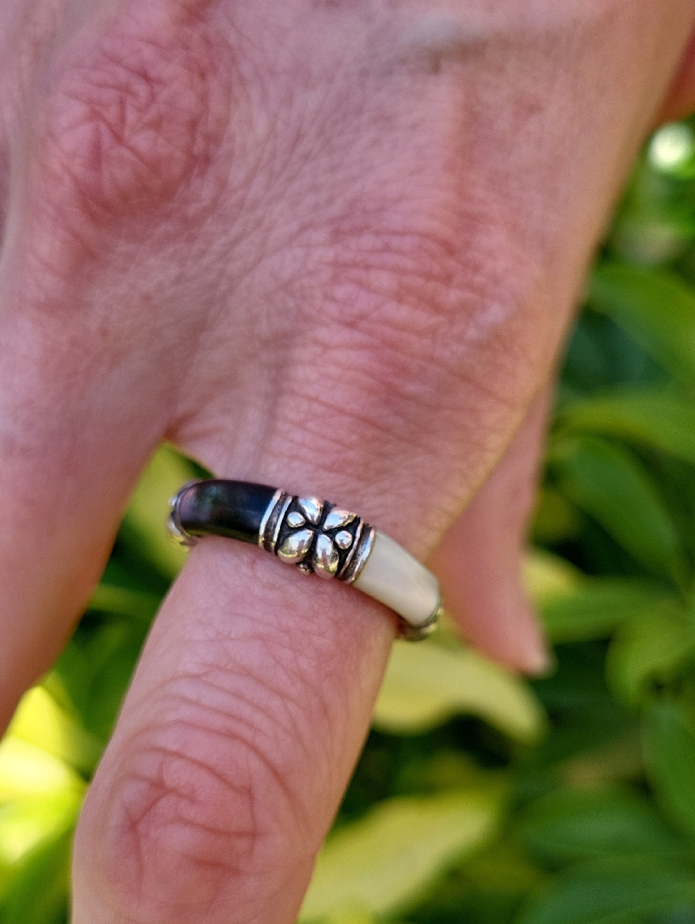 925 Silver, Mother Of Pearl & Abalone Shell Inlay, Floral End Caps - Picture 3 of 10